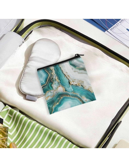 Bolsa de Almacenamiento Menstrual SUITOSELFY Mármol Verde Teal 13x13.7 cm