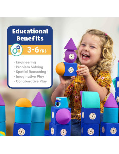 Bloques de Construcción Magnéticos Blockaroo - 13 Piezas Roadster 2