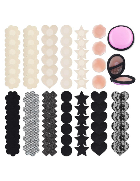 Cubiertas de Pezón ONESING 76 Piezas Silicona y Encaje