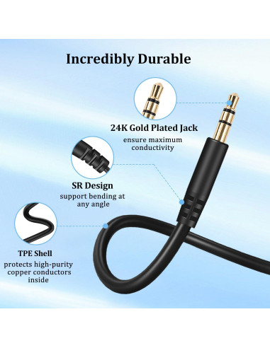 Cable de audio 3.5mm OneOdio Pro 10/30/50/A70/A71 - 155cm
