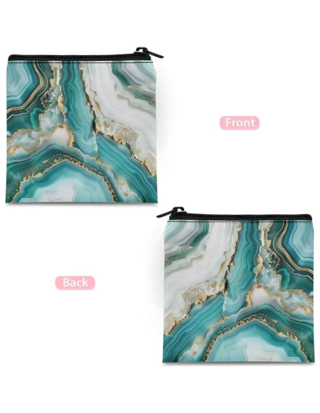 Bolsa de Almacenamiento Menstrual SUITOSELFY Mármol Verde Teal 13x13.7 cm