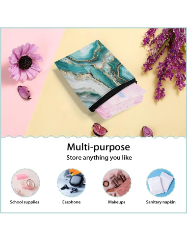 Bolsa de Almacenamiento Menstrual SUITOSELFY Mármol Verde Teal 13x13.7 cm