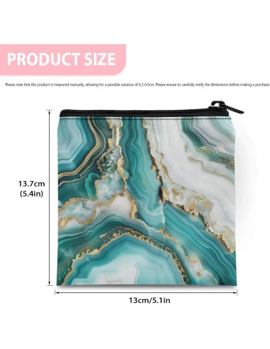Bolsa de Almacenamiento Menstrual SUITOSELFY Mármol Verde Teal 13x13.7 cm