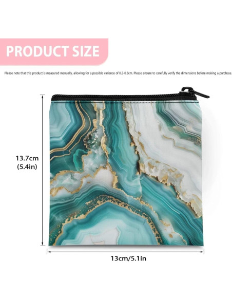 Bolsa de Almacenamiento Menstrual SUITOSELFY Mármol Verde Teal 13x13.7 cm