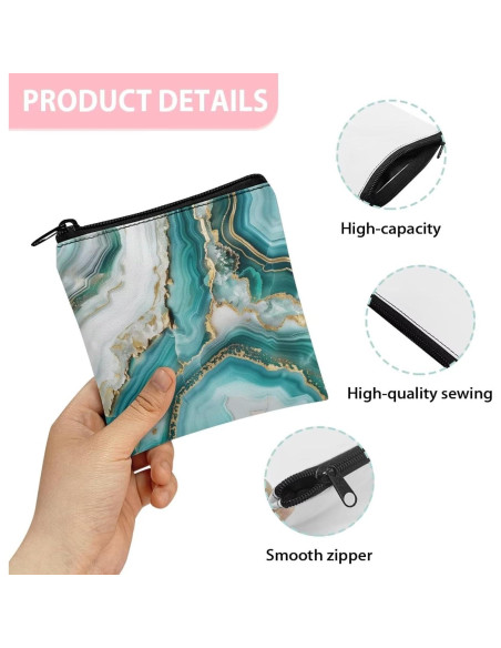 Bolsa de Almacenamiento Menstrual SUITOSELFY Mármol Verde Teal 13x13.7 cm