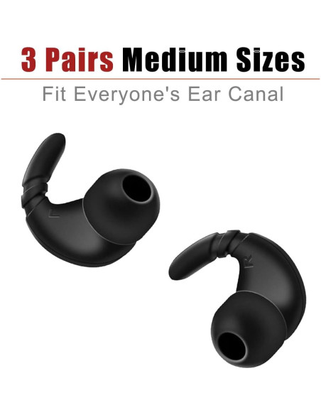 Ganchos de Silicona Luckvan para Auriculares Beats Flex - 3 Pares Negro