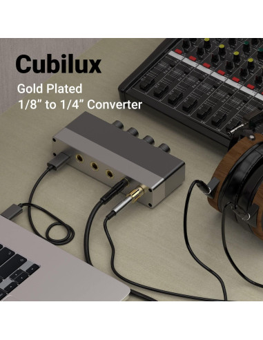Adaptador de Audio Cubilux 6.35mm a 3.5mm Chapado en Oro - Paquete de 3
