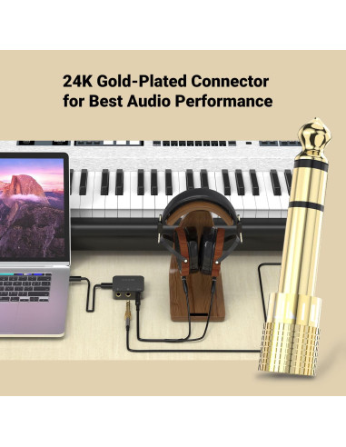 Adaptador de Audio Cubilux 6.35mm a 3.5mm Chapado en Oro - Paquete de 3