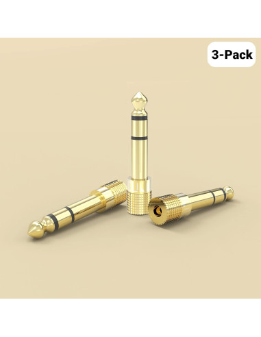 Adaptador de Audio Cubilux 6.35mm a 3.5mm Chapado en Oro - Paquete de 3