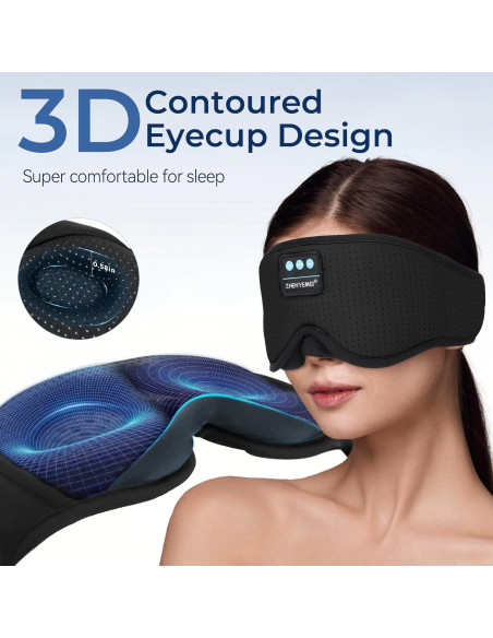 Máscara de Sueño 3D Bluetooth ZHENYEMEI con Auriculares Inalámbricos