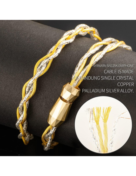 Cable Estéreo SYRNARN SN125K 3.5mm MMCX Cobre Plata Alta Calidad