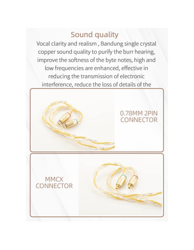 Cable Estéreo SYRNARN SN125K 3.5mm MMCX Cobre Plata Alta Calidad