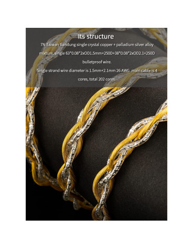 Cable Estéreo SYRNARN SN125K 3.5mm MMCX Cobre Plata Alta Calidad