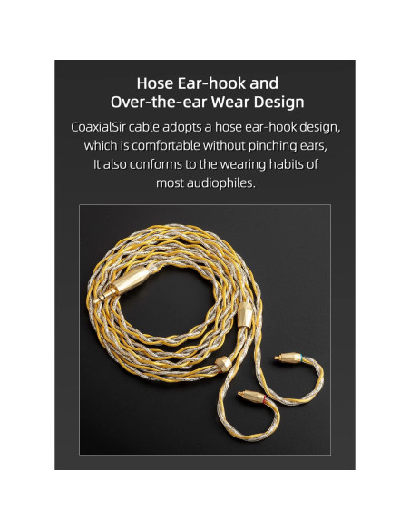 Cable Estéreo SYRNARN SN125K 3.5mm MMCX Cobre Plata Alta Calidad