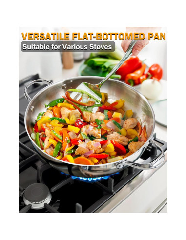 Wok de Acero Inoxidable Cooks Standard 30.48 cm con Tapa