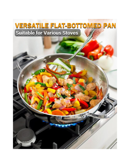 Wok de Acero Inoxidable Cooks Standard 30.48 cm con Tapa