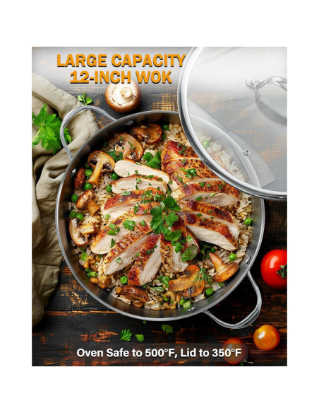 Wok de Acero Inoxidable Cooks Standard 30.48 cm con Tapa
