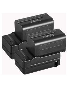 GVM Baterías NP-F750/770 4400mAh y Cargadores de Viaje