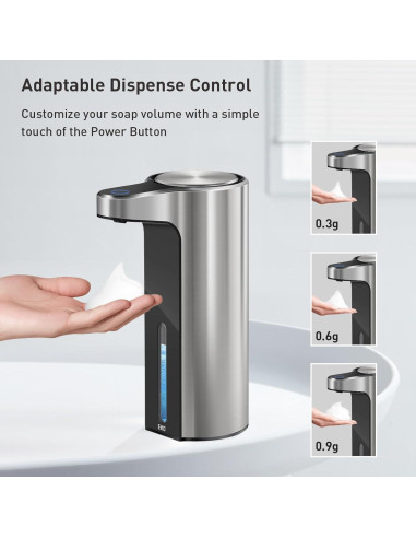 Dispensador de Jabón Espumoso Automático EKO Acero Inoxidable 266 ml