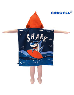 Toalla de Playa con Capucha Growell Surfista de Tiburón 61x58cm 2