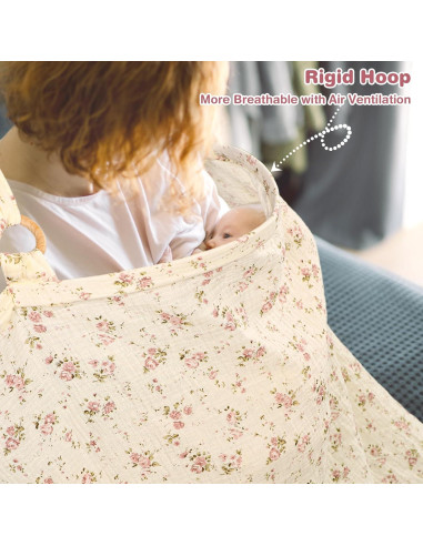 Cubierta de Lactancia Muslin ManFaiSky Floral - Ligera y Ajustable
