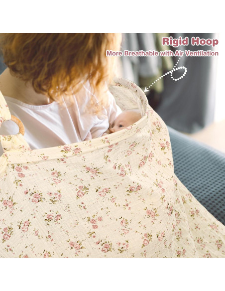 Cubierta de Lactancia Muslin ManFaiSky Floral - Ligera y Ajustable