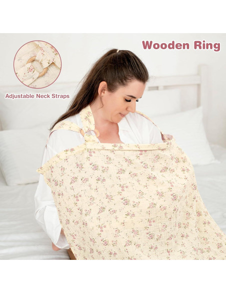Cubierta de Lactancia Muslin ManFaiSky Floral - Ligera y Ajustable