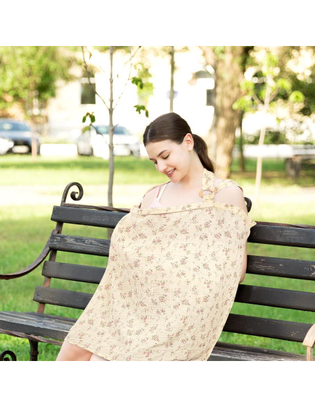Cubierta de Lactancia Muslin ManFaiSky Floral - Ligera y Ajustable