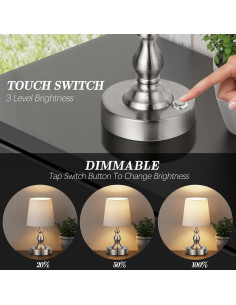 Lámpara de Mesa LED Inalámbrica PARTPHONER 5200mAh Regulable 2