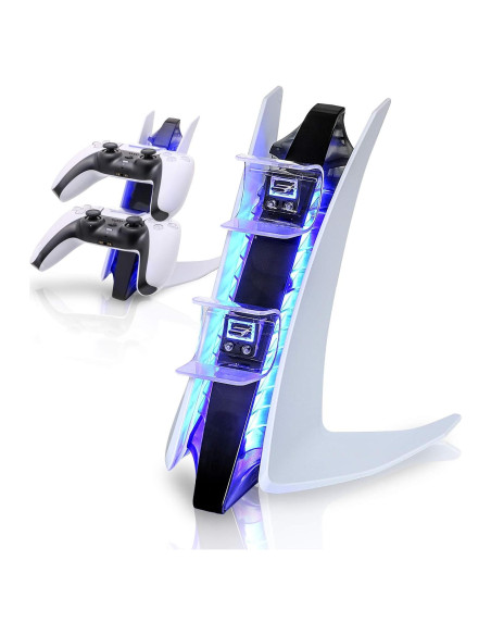 Cargador Doble PS5 OLYGIVE con Luces LED y Carga Rápida
