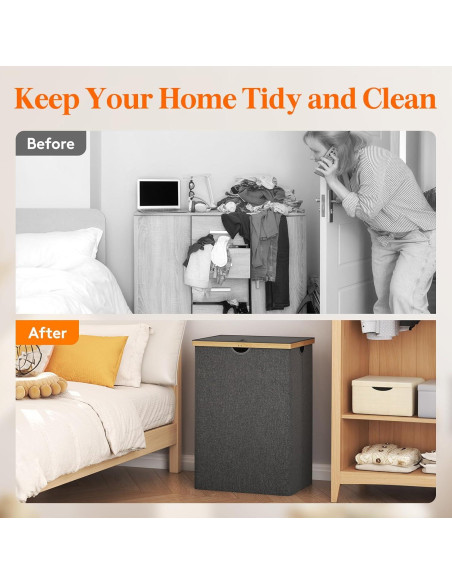 Cesta de Ropa Sucia Doble Lifewit 160L con Tapa y Asas