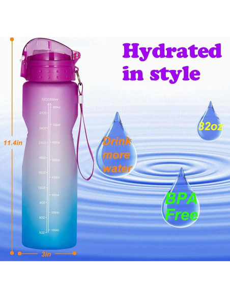 Botella de Agua Motivacional Goothdurs 32oz a Prueba de Fugas Botella de Agua Motivacional Goothdurs 32oz a Prueba de Fugas