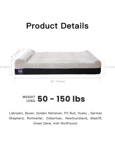 Cama para Perros Extra Grande Laifug 127x91cm Espuma Ortopédica 2