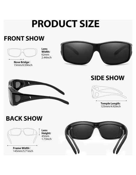 Gafas de sol VIEWBETTER Polarizadas para usar sobre gafas graduadas