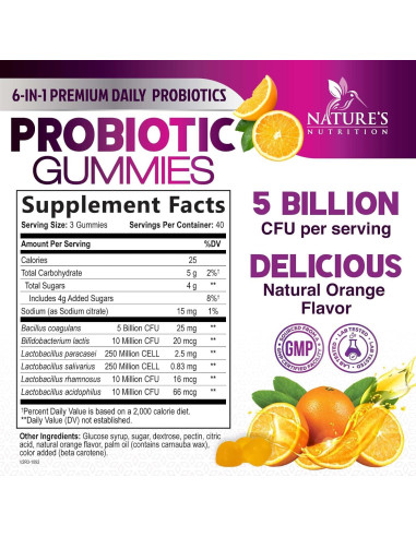 Gomitas Probioticas Naturaleza 120 Unidades 5 Mil Millones CFU