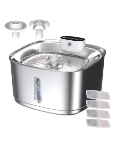 Fuente de Agua para Gatos QXQXIN Acero Inoxidable 3.2L 4 Filtros