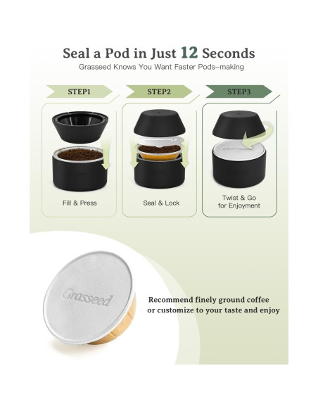 Kit de Cápsulas Reutilizables Grasseed para Nespresso Vertuo