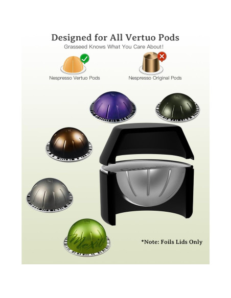 Kit de Cápsulas Reutilizables Grasseed para Nespresso Vertuo