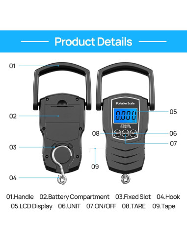 Balanza Digital de Equipaje Meilen 75Kg con Cinta Métrica 1.5m