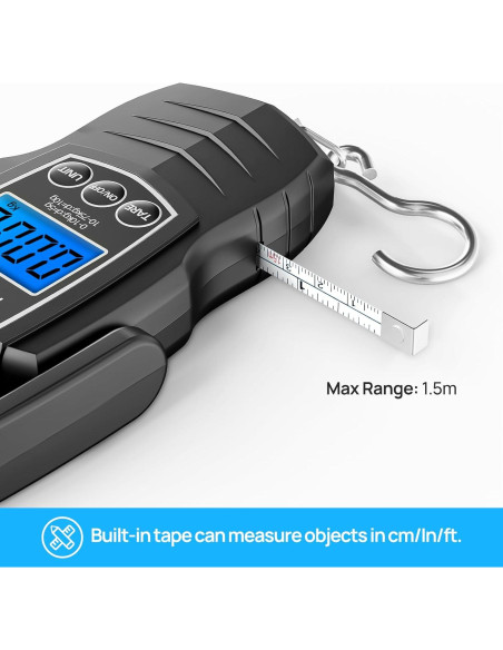 Balanza Digital de Equipaje Meilen 75Kg con Cinta Métrica 1.5m