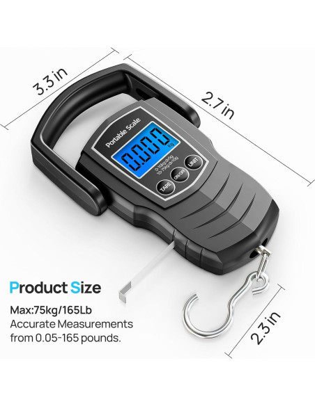 Balanza Digital de Equipaje Meilen 75Kg con Cinta Métrica 1.5m