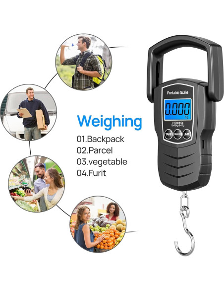 Balanza Digital de Equipaje Meilen 75Kg con Cinta Métrica 1.5m