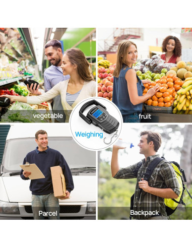 Balanza Digital de Equipaje Meilen 75Kg con Cinta Métrica 1.5m