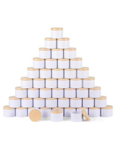 24 Latas de Vela Blancas Mate BOTINXIS 4oz con Tapas de Madera