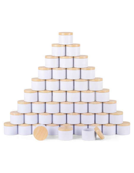 24 Latas de Vela Blancas Mate BOTINXIS 4oz con Tapas de Madera