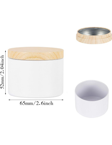 24 Latas de Vela Blancas Mate BOTINXIS 4oz con Tapas de Madera