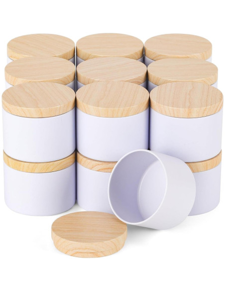 24 Latas de Vela Blancas Mate BOTINXIS 4oz con Tapas de Madera