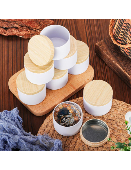 24 Latas de Vela Blancas Mate BOTINXIS 4oz con Tapas de Madera