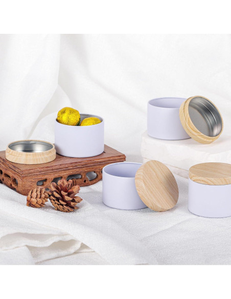 24 Latas de Vela Blancas Mate BOTINXIS 4oz con Tapas de Madera