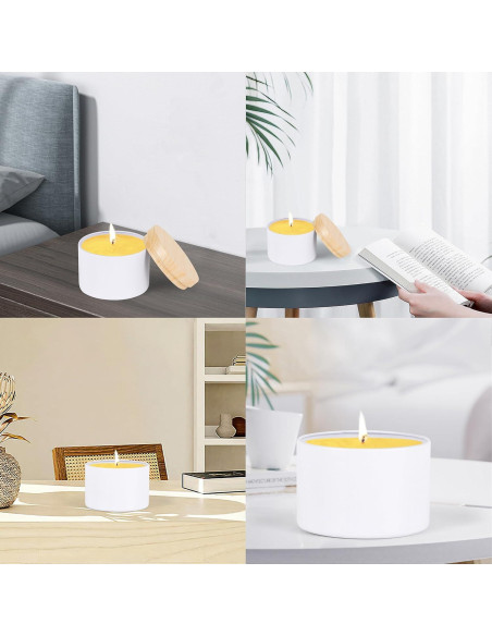 24 Latas de Vela Blancas Mate BOTINXIS 4oz con Tapas de Madera